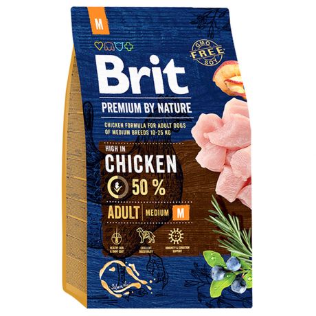 Корм сухой Brit Premium by Nature Adult M для собак средних пород 3 кг