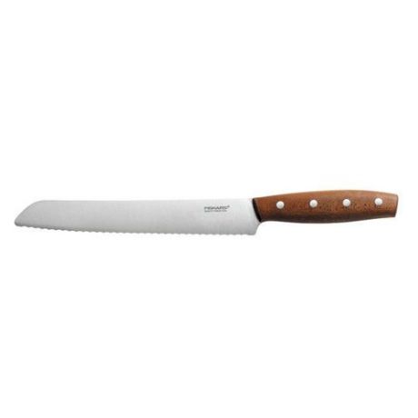 Нож Fiskars Norr (1016480) стальной для хлеба лезв.210мм серрейт. заточка коричневый