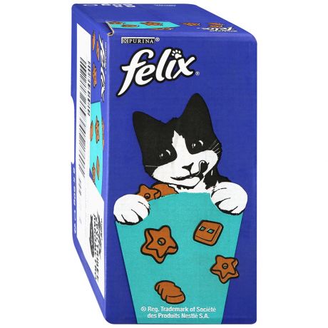 Лакомство Felix Party Mix Морской Микс cо вкусом лосося трески и форели для кошек 8 штук по 60 г