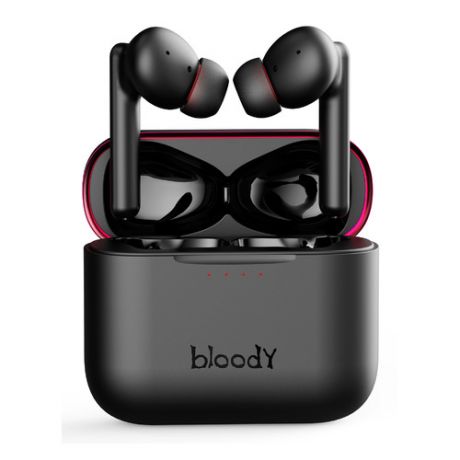 Гарнитура игровая A4TECH Bloody M90, для компьютера, вкладыши, bluetooth, черный / красный [m90 black + red]