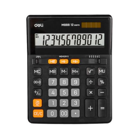 Калькулятор DELI EM888, 12-разрядный, черный