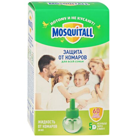 Средство инсектицидное от комаров Mosquitall Защита для всей семьи жидкость для электрофумигатора 60 ночей