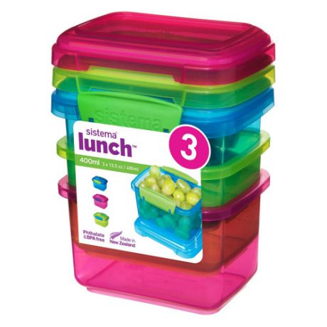 Набор контейнеров Sistema Lunch 41544 прямоуг. 0.4л. пластик многоцветный наб.:3пред.