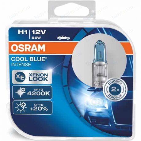 Галогенные лампы Osram H1 COOL BLUE INTENSE, 4200K, 12V, 55W, 2 шт, 64150CBI-HCB