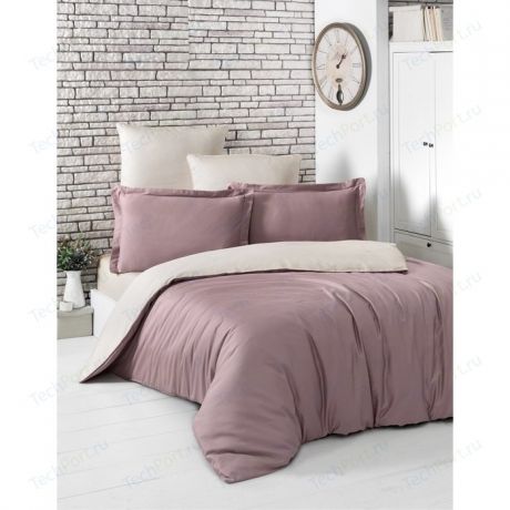 Комплект постельного белья Karna 1,5 сп, сатин, двухстороннее Loft грязно-розовый-бежевый (2983/CHAR001)