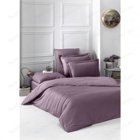 Комплект постельного белья Karna Евро, сатин, однотонный Loft грязно-розовый (2986/CHAR002)