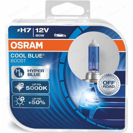 Галогенные лампы Osram H7 COOL BLUE BOOST, 5000К, 12V, 55W, 2 шт, 62210CBB-HCB