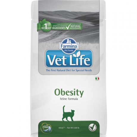 Сухой корм Farmina Vet Life Obesity Feline диета при ожирении для кошек 400г