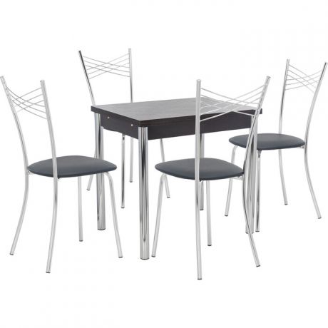 Набор мебели для кухни стол Мебель Импэкс Стол Марсель 1Р венге + стул Рейн к/з черный