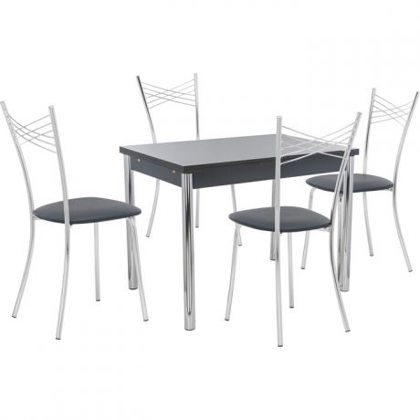 Набор мебели для кухни стол Мебель Импэкс Стол Марсель 2Р антрацит + стул Рейн к/з черный