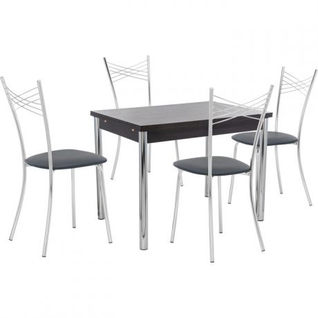 Набор мебели для кухни стол Мебель Импэкс Стол Марсель 2Р венге + стул Рейн к/з черный