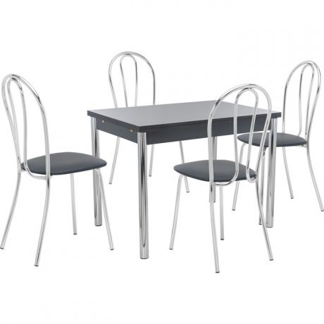 Набор мебели для кухни стол Мебель Импэкс Стол Марсель 2Р антрацит + стул Луар к/з черный