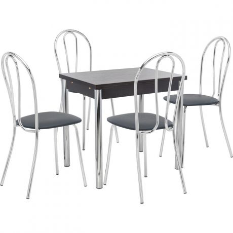 Набор мебели для кухни стол Мебель Импэкс Стол Марсель 1Р венге + стул Луар к/з черный