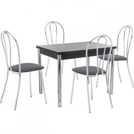 Набор мебели для кухни стол Мебель Импэкс Стол Марсель 2Р венге + стул Луар к/з черный