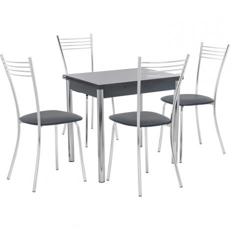 Набор мебели для кухни стол Мебель Импэкс Стол Лиль 1Р антрацит + стул Тахо к/з черный