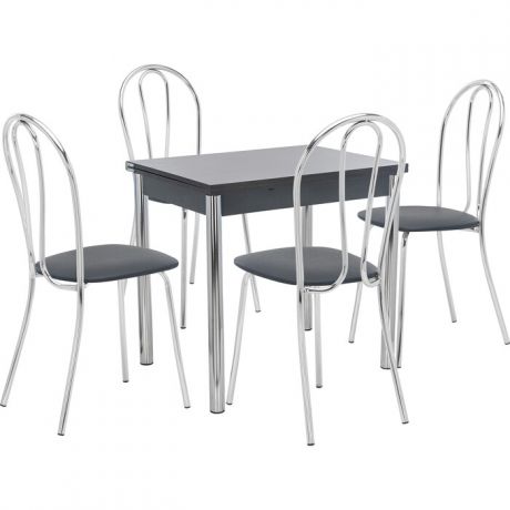 Набор мебели для кухни стол Мебель Импэкс Стол Лиль 1Р антрацит + стул Луар к/з черный