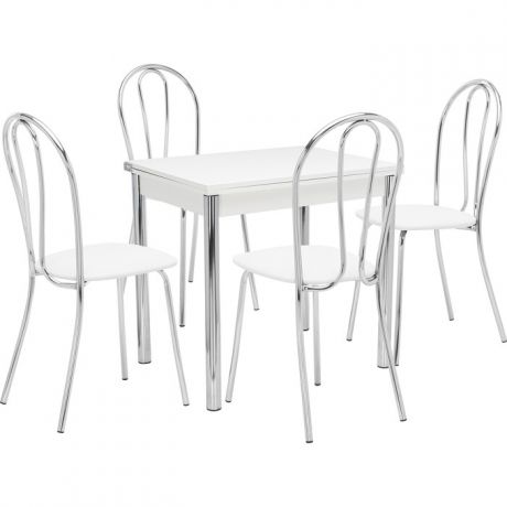 Набор мебели для кухни стол Мебель Импэкс Стол Лиль 1Р белый + стул Луар к/з белый