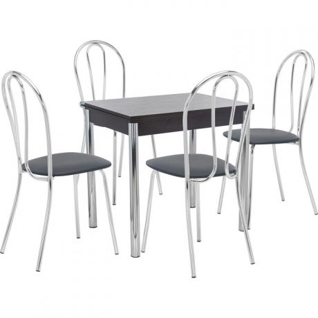 Набор мебели для кухни стол Мебель Импэкс Стол Лиль 1Р венге + стул Луар к/з черный
