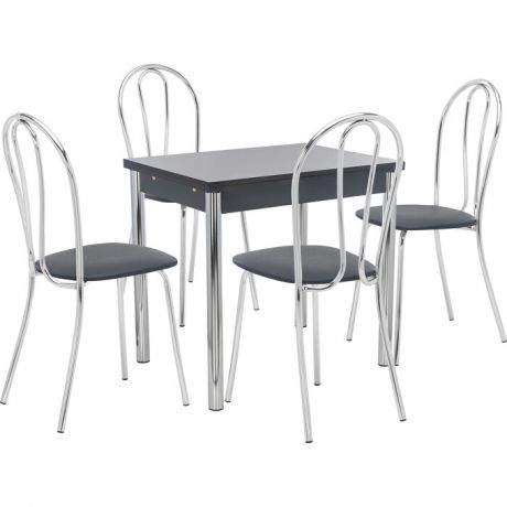 Набор мебели для кухни стол Мебель Импэкс Стол Марсель 1Р антрацит + стул Луар к/з черный