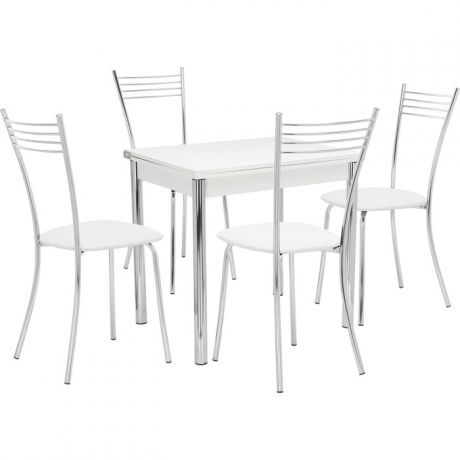 Набор мебели для кухни стол Мебель Импэкс Стол Лиль 1Р белый + стул Тахо к/з белый