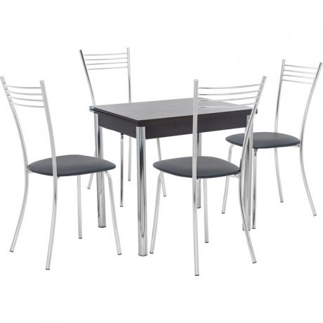 Набор мебели для кухни стол Мебель Импэкс Стол Лиль 1Р венге + стул Тахо к/з черный