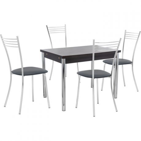 Набор мебели для кухни стол Мебель Импэкс Стол Марсель 2Р венге + стул Тахо к/з черный