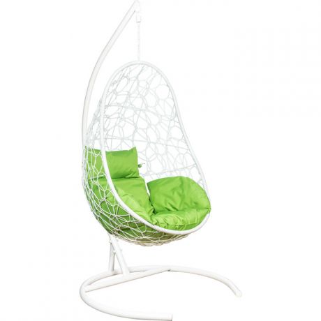 Подвесное кресло Leset Ажур каркас белый, подушка зеленое яблоко