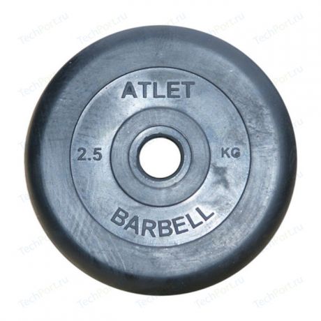 Диск обрезиненный Atlet 31 мм. 2.5 кг. черный