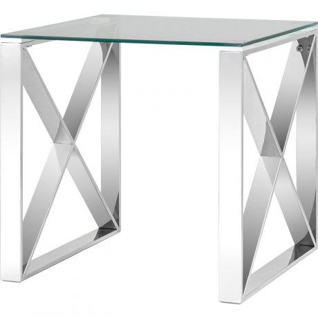 Журнальный стол Stool Group Кросс 120x60 прозрачное стекло, сталь серебро ECT-008