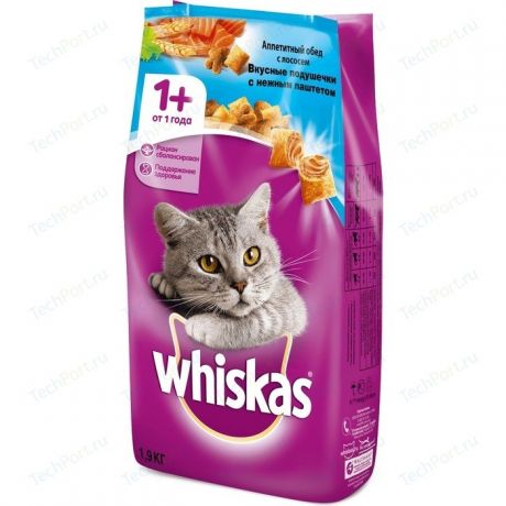 Сухой корм Whiskas с лососем и подушечками с паштетом для кошек 1,9кг (10150208)