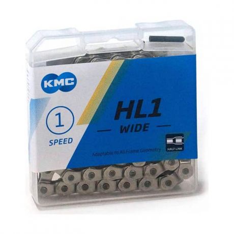 Цепь для велосипеда KMC HL1-W 1/2x1/8"x112L FOR 1-SPD, Half Link, односкоростная, бмх, фристайл, на блистере