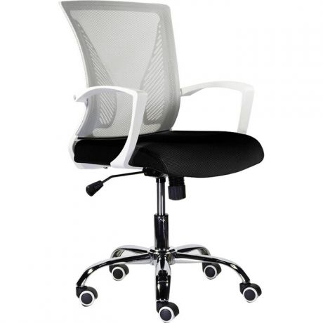 Кресло Brabix Wings MG-306 пластик белый, хром/сетка, серое/черное 532010