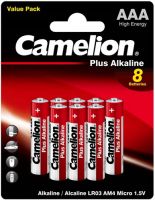 Батарейки Camelion Plus Alkaline ААА (LR03) BL-8, 8 шт