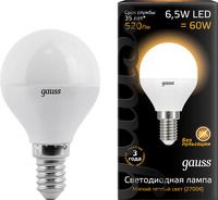 Светодиодная лампа Gauss Led Globe E14 6.5W 2700K (105101107)