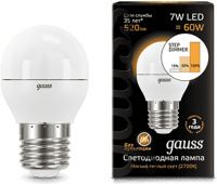 Светодиодная лампа Gauss 7W 520lm 3000K Е27