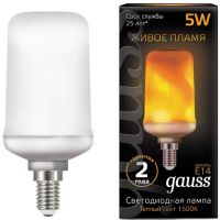Светодиодная лампа Gauss T65 5W 20-80lm 1500K E14 Flame