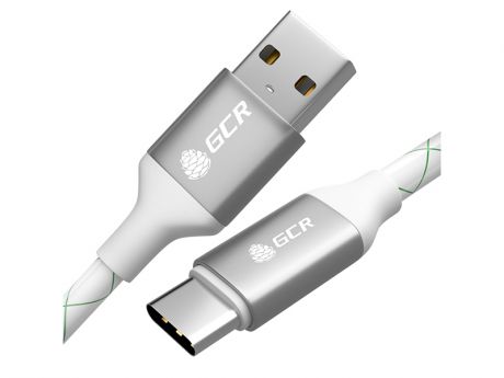 Аксессуар GCR USB - Type-C 50cm White-Silver GCR-52252