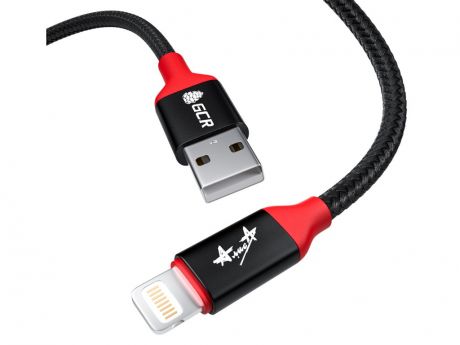 Аксессуар GCR MFI Рок Алиса USB - Lightning 1m Black-Red GCR-52913