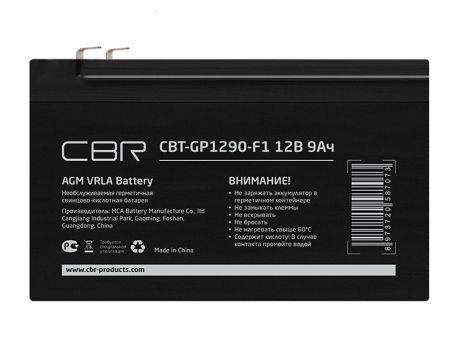 Аккумулятор для ИБП CBR VRLA CBT-GP1290-F1 12V 9Ah клеммы F1 1805046
