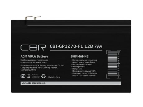 Аккумулятор для ИБП CBR VRLA CBT-GP1270-F1 12V 7Ah клеммы F1 1794757