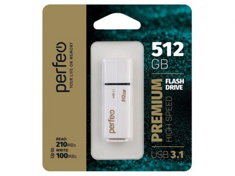 USB Flash Drive 512Gb - Perfeo USB 3.1 C15 White High Speed PF-C15W0512HS