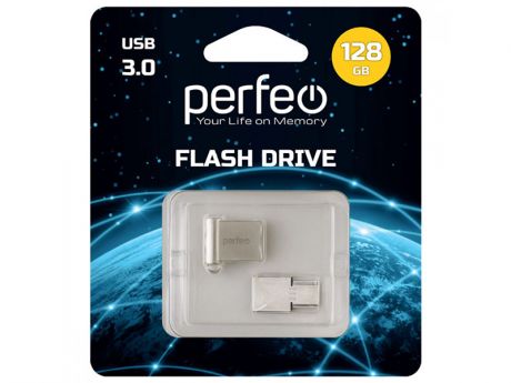 USB Flash Drive 128Gb - Perfeo USB 3.0 M06 Metal Series PF-M06MS128TCR