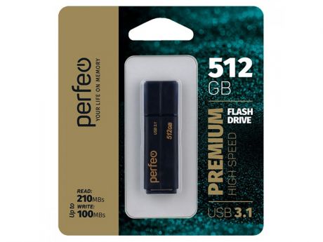 USB Flash Drive 512Gb - Perfeo USB 3.1 C15 Black High Speed PF-C15B0512HS