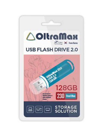 USB Flash Drive 128Gb - OltraMax 230 2.0 Steel Blue OM-128GB-230-Steel Blue