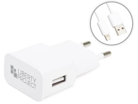 Зарядное устройство Liberty Project USB 2.1A + кабель Lightning Classic Plus White 0L-00042420