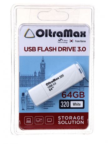 USB Flash Drive 64Gb - OltraMax 320 OM-64GB-320-White