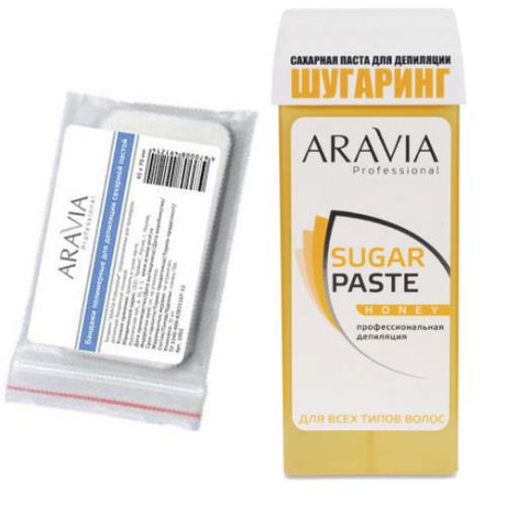 Aravia professional Комплект Бандаж полимерный, 45х70 мм, 30 шт + Паста сахарная для депиляции в картридже Медовая, оч (Aravia professional, Spa Депиляция)