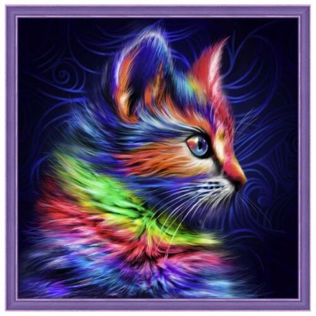 Алмазная живопись Набор алмазной вышивки Разноцветный котенок (АЖ-1777) 30х30 см