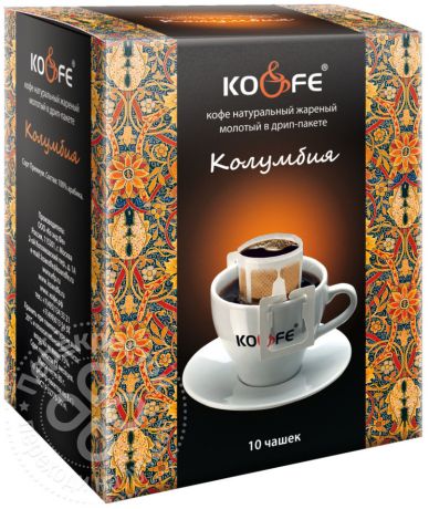 Кофе молотый Ko&Fe Дрип-пакет Колумбия 10шт