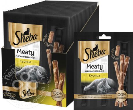 Лакомство для кошек Sheba Meaty мясные палочки Курица 3*4г (упаковка 6 шт.)
